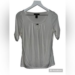 White House Black Market Shirt w/ Silver Chest Accent - White - Size M